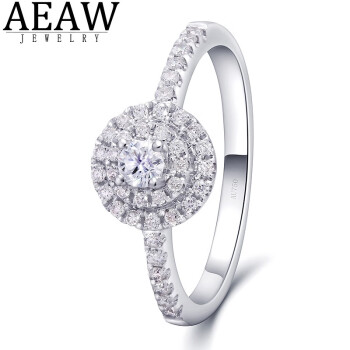 AEAW Jewelry白18K金培育钻石戒指女显钻群镶钻石实验室培育钻石定制款 主钻10分