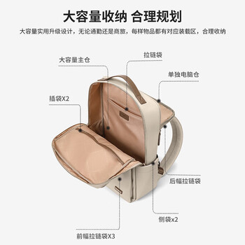 高尔夫（GOLF）双肩包女电脑包15.6英寸笔记本商务出差旅行背包大学生书包通勤