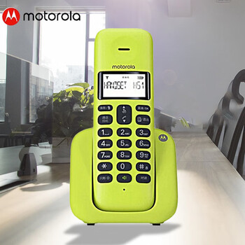 MOTOROLA摩托罗拉 T301C数字无绳无线座机 电话机大屏白色背光5级音量可调三方通话来电去电存储拨号青柠色