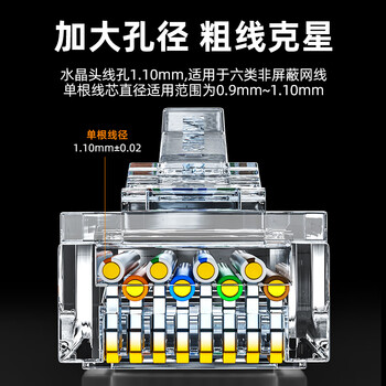 山泽 六类网线水晶头二件式 6类千兆非屏蔽网络接头 RJ45工程级网线连接器Cat6水晶头 100个 RL-26100