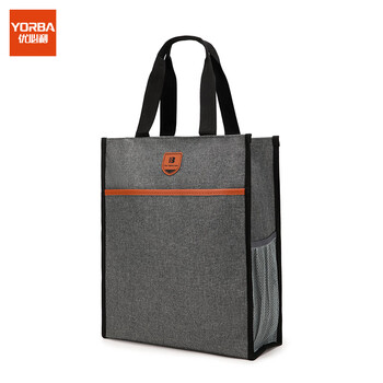 优必利 学生补习袋 多功能手提袋 公文包 大容量办公文件袋 小学初中高中手提补习袋 竖款 21008A灰色