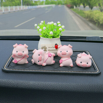 新款可爱小猪猪汽车摆件车载车内饰品网红公仔车上中控台装饰用品