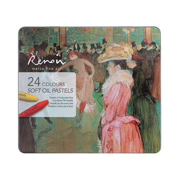 马可（MARCO）24色重彩油画棒 学生儿童手工DIT专业美术绘画套装专用彩绘棒铁盒装送礼礼物 雷诺阿系列美术写生