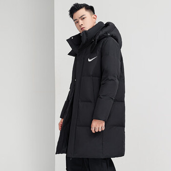 耐克中长款羽绒服男士韩版潮流外套长款过膝加厚情侣保暖大衣女 yr026