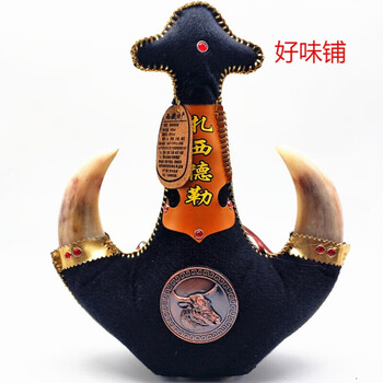 西藏扎西德勒牦牛角酒52度高度白青稞酒清香型粮食酒纯酿黑毛皮囊