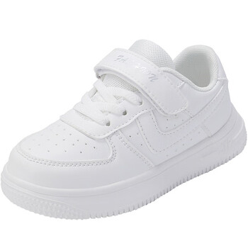 雁儿童运动鞋春秋季皮面校园小白鞋男女童跑步鞋中大童休闲568白色27