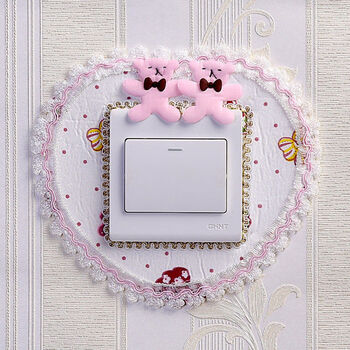 开关贴墙贴开关套保护罩开关装饰贴布艺创意插座套插板贴粉色熊