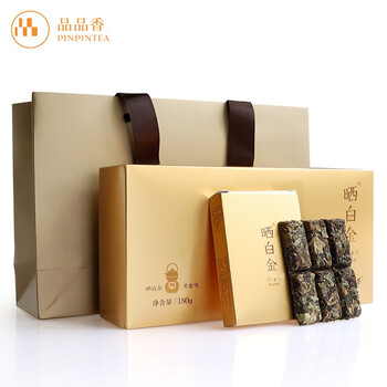 品品香茶叶福鼎白茶晒白金mini版紧压寿眉1741盒装180克送礼自饮皆宜