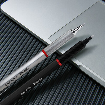 红环（rotring）按压式圆珠笔  蓝色笔芯 德国高颜值金属笔身 专业绘图-Pro系列M银色单支装