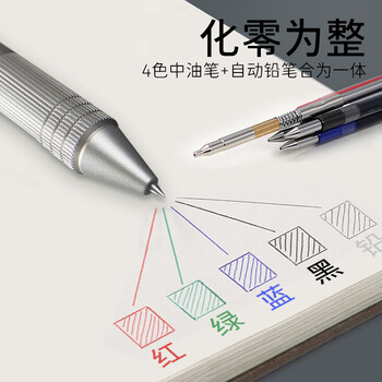 uni三菱 五合一多功能笔商务中油笔签字笔原子笔(四色圆珠笔+自动铅笔)银白色笔杆 MSXE5-2000A-05 uni三菱 五合一多功能笔商务中油笔签字笔原子笔(四色圆珠笔+自动铅笔)银白色笔杆 MSXE5-2000A-05