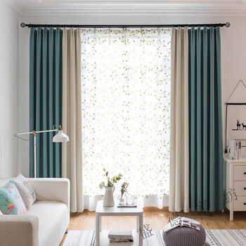 白纱双层窗帘风遮光窗帘布2021年新款客厅免打孔安装现代简约轻奢卧室