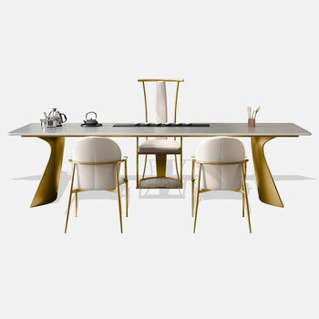 远冠 岩板茶桌椅组合轻奢极简高端大气茶台家用别墅现代简约功夫茶桌