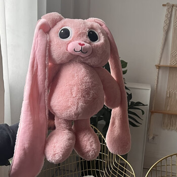 抖音网红同款拉长耳朵兔子公仔毛绒玩具解压垂耳朵长腿一体拉扯粉兔子