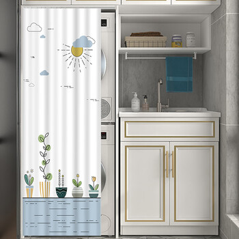 洗衣机遮阳帘一体遮挡帘烘干机防晒帘洗烘机套装防尘罩阳台柜帘遮阳光