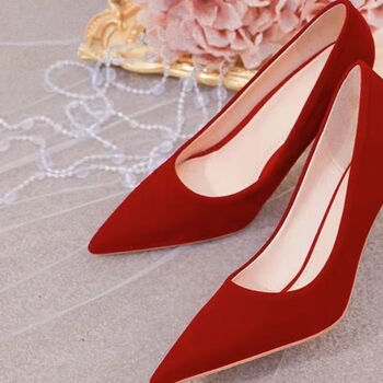 梅纽因酒红色新款婚鞋红秀禾鞋女结婚新娘鞋细跟中式敬酒高跟鞋光板