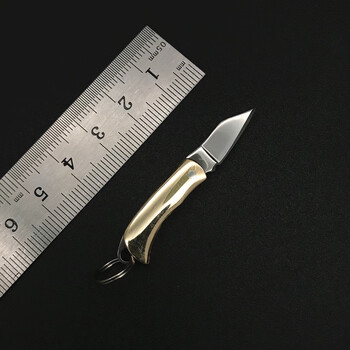 手工黄铜迷你便携钥匙扣小刀挂件袖珍小刀拆快递钥匙链刀具 黄铜迷你