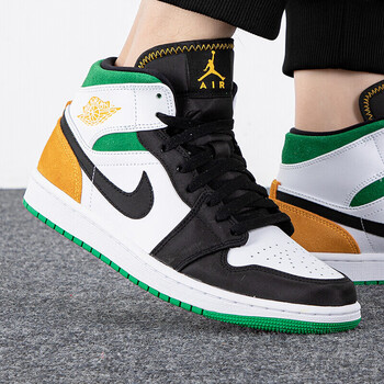nike耐克男鞋airjordan1midaj1男子运动白绿橙缓震气垫篮球鞋