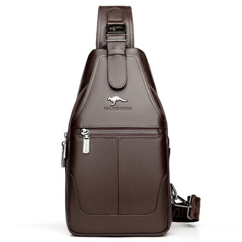 酷奇袋鼠酷奇高档奢侈精品大牌头层牛皮胸包男休闲男士斜挎包单肩包男