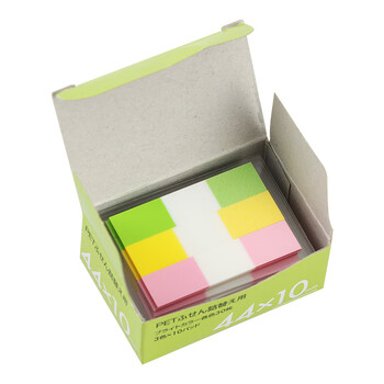 TANOSEE开学必备进口便利贴替换装44*10mm索引贴索引纸分页纸抽拉盒装便签三色款替芯 10个*90张TGK-4410B