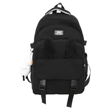 木云水萱书包初中女高颜值韩版潮流新款牛津布学院风中学生双肩包黑色