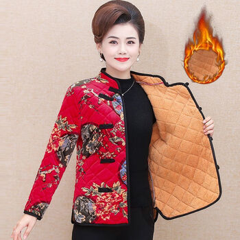戎诺花棉袄女中国风妈妈衣服秋装50岁棉服外套中老年人女复古盘扣棉衣