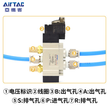 原裝亞德客airtac電磁閥7v0510-m5 7v110-06 7v210-08 a/b05 紫色