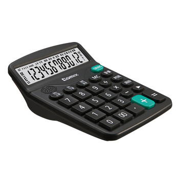 齐心(Comix) 桌面办公计算器 12位大屏幕语音计算机 办公文具用品 黑色 C-9680