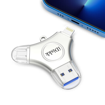 iDiskk64GB MFi认证三合一手机U盘type-c电脑直连存储大容量适用华为安卓苹果15iPhone16照片备份优盘