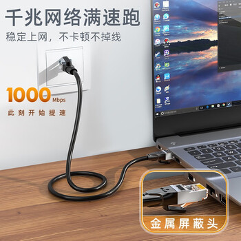 山泽 六类网线 CAT6类千兆网络连接线 工程家用电脑宽带8芯双绞金属屏蔽头成品跳线 黑5米 GWD6050