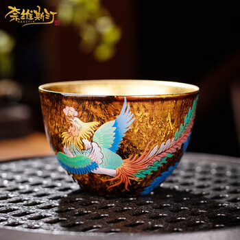 杯茶杯茶具福州大漆手绘中式高端铁胎金盏品茗杯礼盒装茶杯 凤凰杯