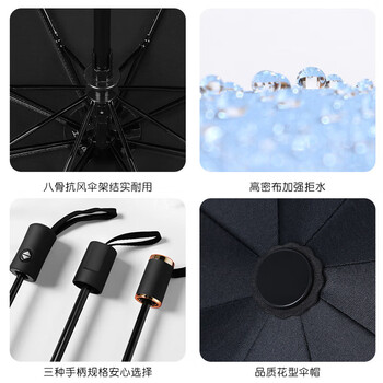 雨宝（YUBAO）晴雨伞UV黑胶防晒 三折伞雨伞太阳伞手动款8骨伞 藏蓝色1把