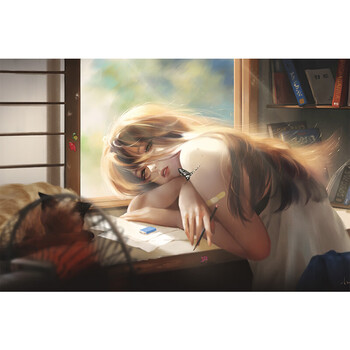 动漫二次元美女超大海报墙贴学生宿舍卧室墙纸唯美壁画贴纸定制桌上趴