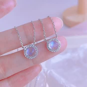 ysxx月光石项链女银吊坠锁骨链小众设计森520情人节礼物送男女友项链