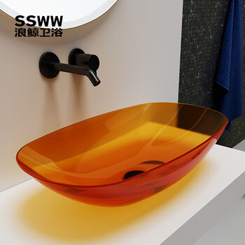 浪鲸ssww彩色透明树脂洗手盆家用卫生间小尺寸水晶创意艺术洗脸台上盆