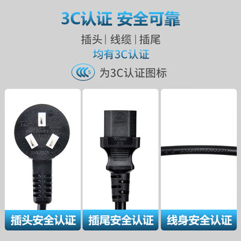 TOWE同为国标10A转C13一转二连接线服务器/打印设备/电脑机箱电源线三芯品字型电源线1.0平 2米