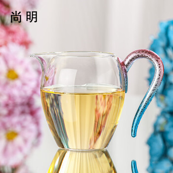 尚明高硼硅玻璃茶海公道杯分茶器 分酒器公杯过滤茶水茶道配件茶具 新款400ml（适用3-4人）