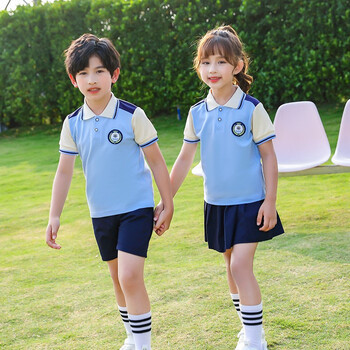 曼佳尔幼儿园园服夏装小学生校服夏季新款短袖运动套装演出服定做男