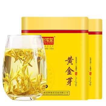 新旭堂茶叶绿茶安吉黄金芽白茶特级新茶黄金叶春茶中秋节日送礼礼盒120g
