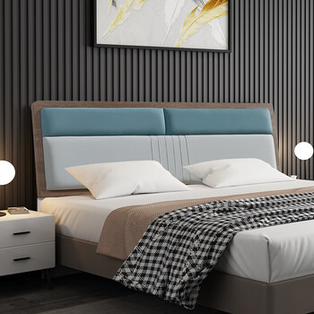 床头板软包北欧皮艺简约现代双人轻奢免漆床靠背定制床头靠背板落地