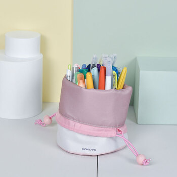 国誉(KOKUYO)淡彩星球·多功能站立式大开口笔袋收纳包化妆包 蓝色 WSG-PCJ212B