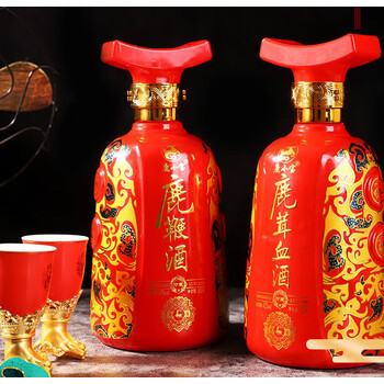 鹿小宝吉林梅花鹿鹿鞭酒纯阳男用滋补送酒杯礼盒装500ml2瓶