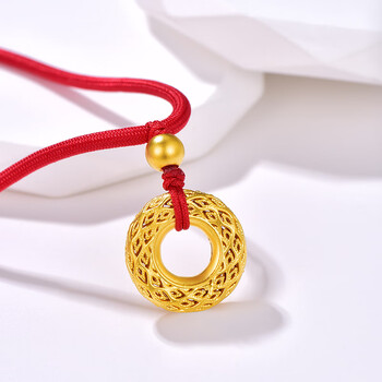 cnlv老凤凰999足金镂空黄金吊坠平安扣纳福古法女项链挂坠送节日礼物