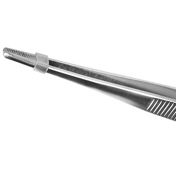 冰禹【京仓配送】不锈钢镊子 圆头带齿敷料镊子 加厚加硬圆头镊子 BY-2367 18cm组织镊