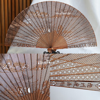 莎庭(sartill)苏州檀香扇子折扇礼品扇高档扇子檀香木扇子镂空扇古风