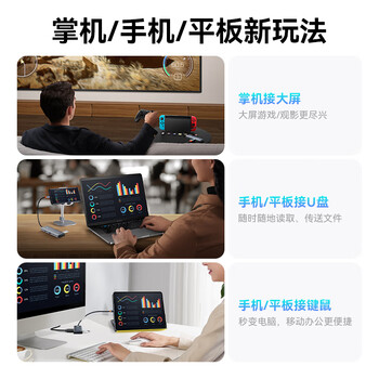 倍思拓展坞Type-C扩展坞HUB分线集线转换器4K60Hz投屏PD100W充电通用雷电4苹果华为联想笔记本电脑