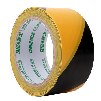 天章 （TANGO）PVC警示胶带防台风黑黄斜纹48mm*12m*1卷装工厂仓库地标线地板面斑马宽安全胶带定位标识路面贴