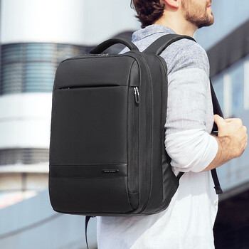 马可·莱登双肩背包男士通勤大容量书包商务旅行包电脑包MR9668典雅黑升级款