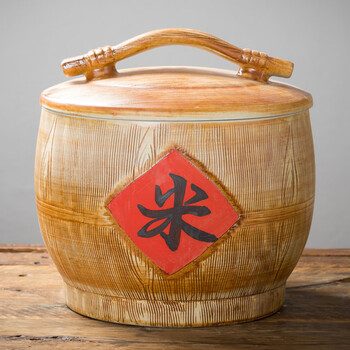 厨房储物器皿 陶瓷米缸 景德镇陶瓷米缸带盖家用米桶10斤20斤装密封