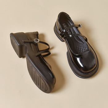 他程百丽日系小皮鞋女学院风2023新款夏季韩版圆头复古厚底黑色玛丽珍