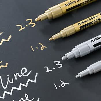 旗牌（Shachihata）Artline 金银速干防水不褪色碑文补漆笔 签字笔 记号笔 涂鸦笔 油漆笔圆头1.2mm金EK-990